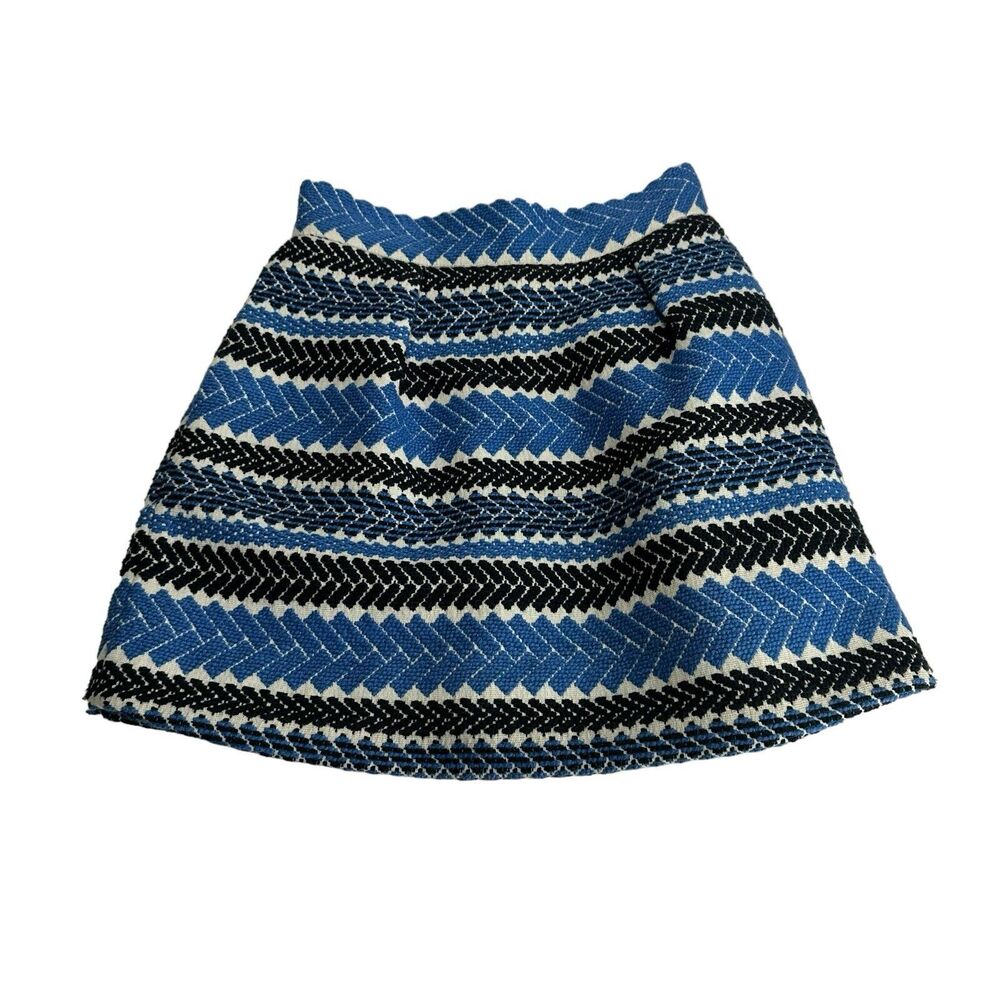 Nomad by Morgan Carper Woven Pockets Embroidered Blue Jacquard Skirt Size S